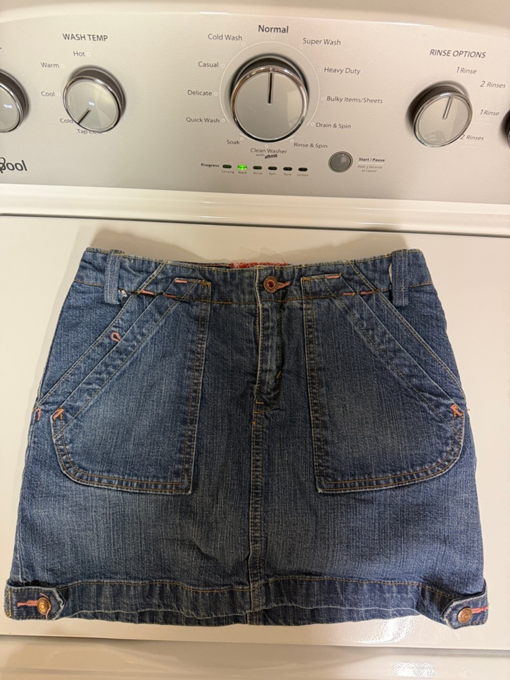 Girls Denim Skort in Blue with Front Patch Pockets
